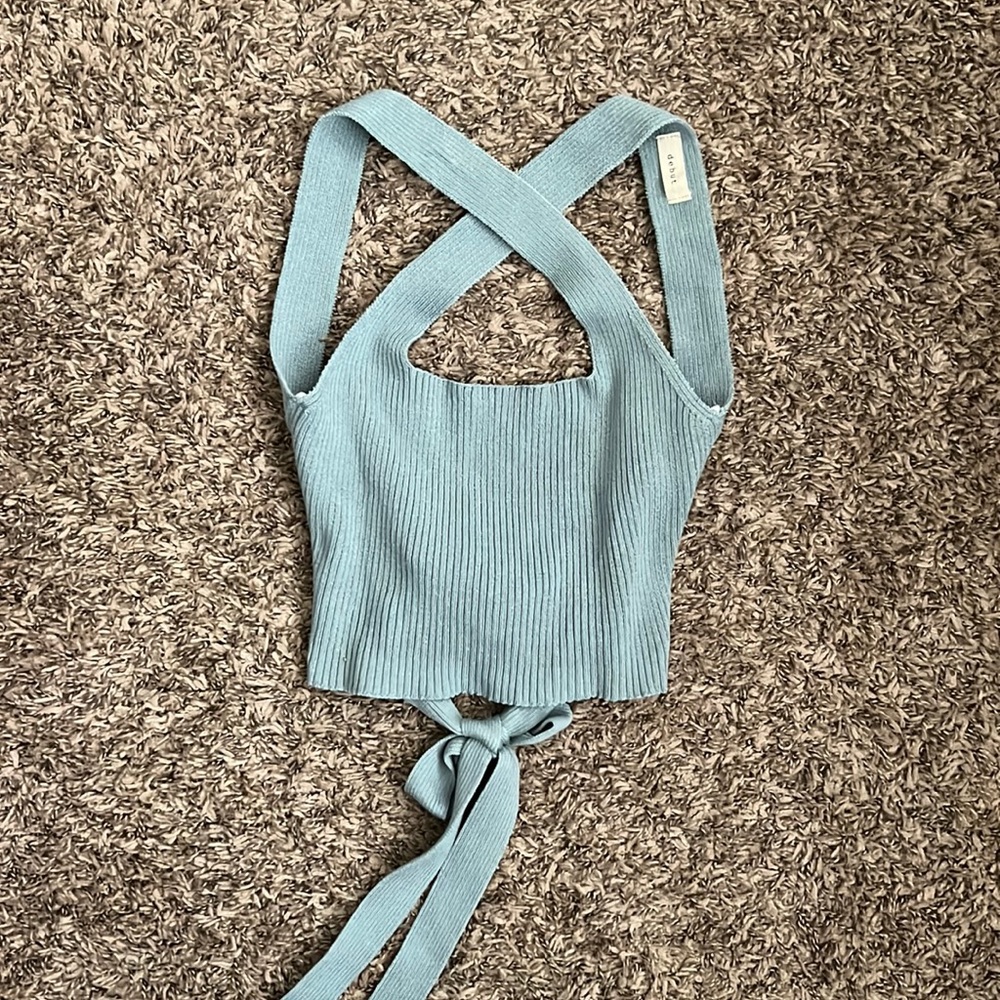 Steel Blue Tie Back Crop Top